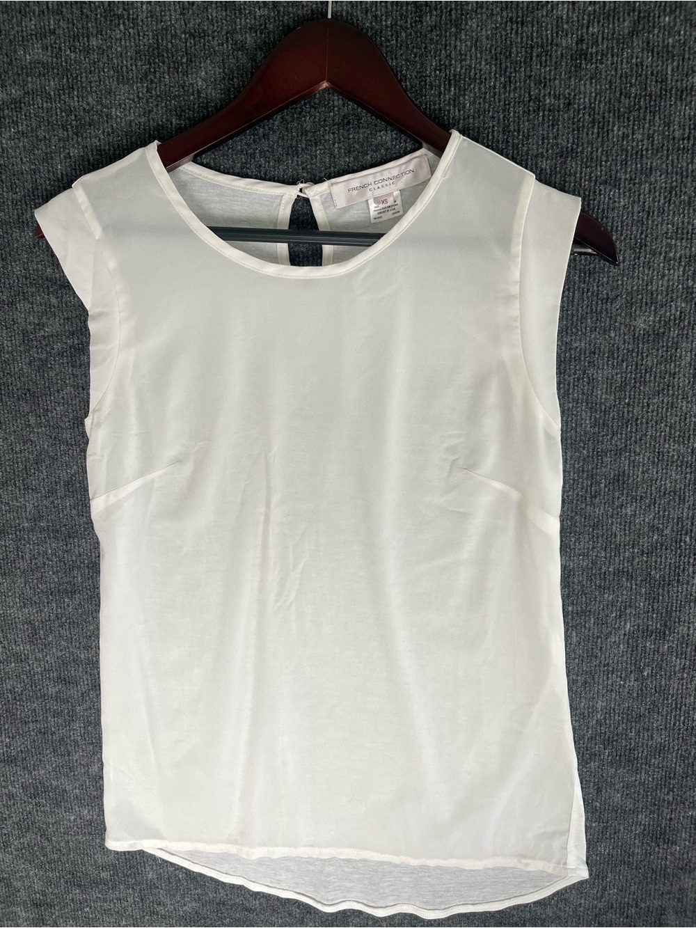 French Connection Cream Sleeveless Round Neck Shell